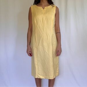 Cynthia Taylor Vintage Yellow Floral Embroidered Dress Suit Set Linen Blend